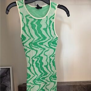 Green Patterned Sleeveless Dress